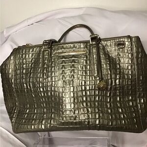 Brahmin Metallic Crocodile-Embossed Satchel